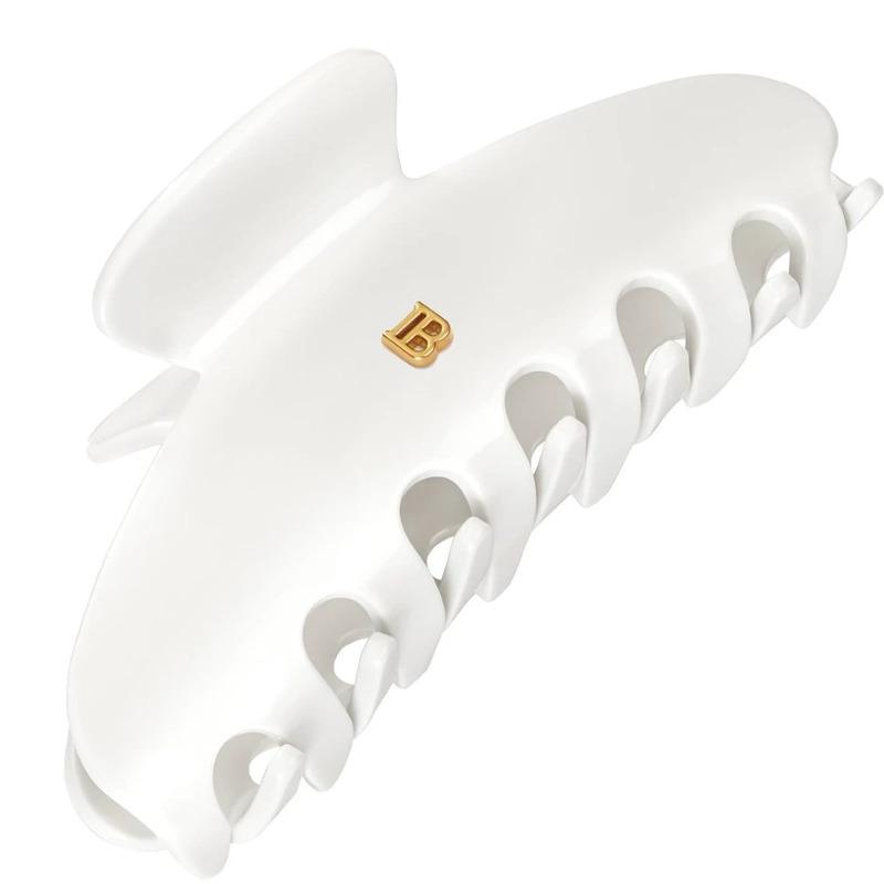 Balmain Accessories Cellulose Acetate Pince A Cheveux Large White 18k Gold