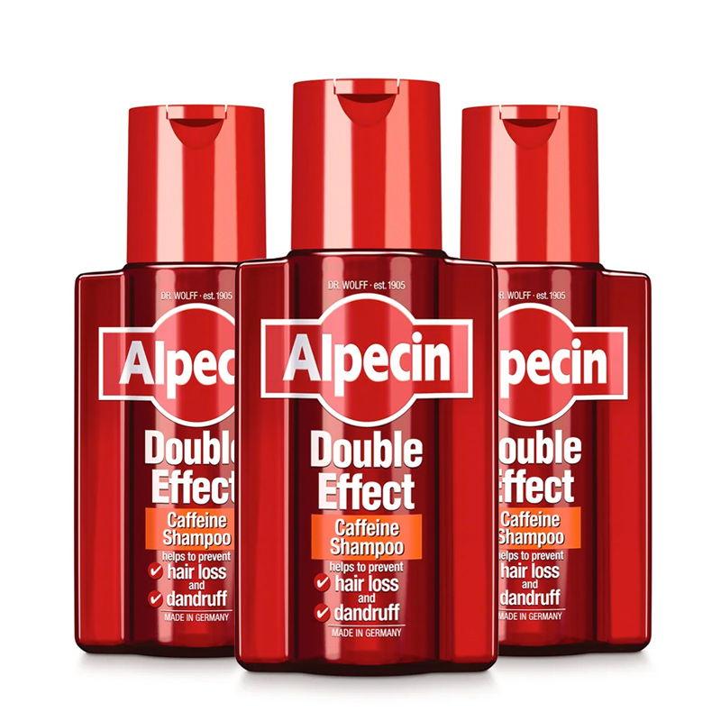 3 X Alpecin Dobbelt Effekt Koffein Shampoo - Mod Hårtab 200 Ml