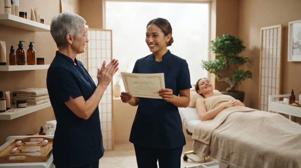 Career transition moment: confident woman in professional be