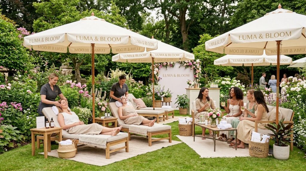 Elevated outdoor beauty and wellness brand activation, multi