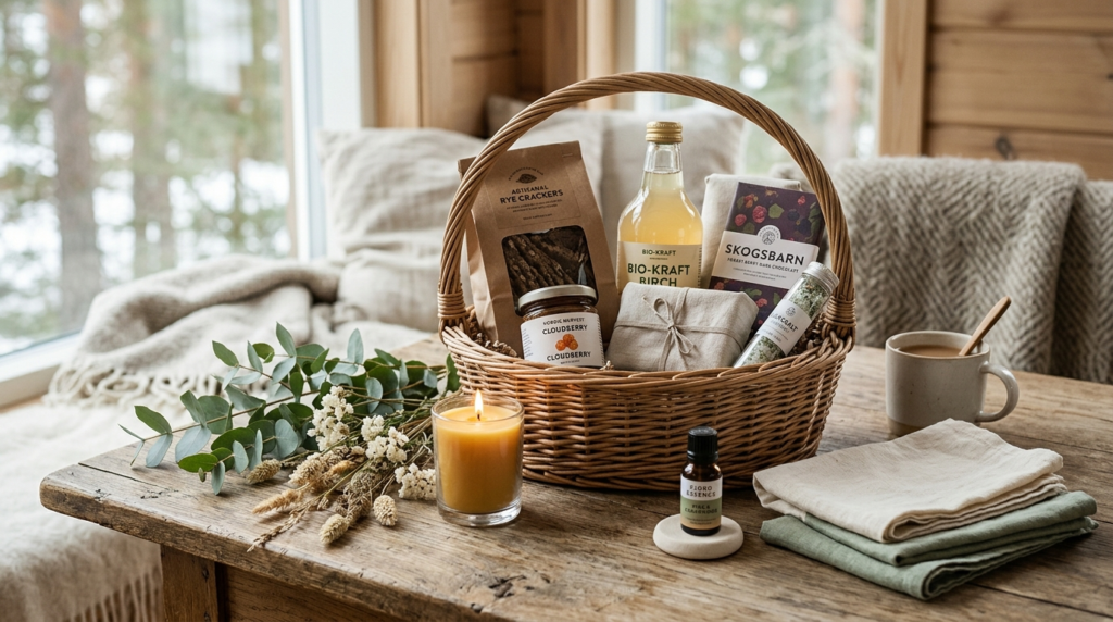 Styled beauty and wellness scene: luxury Nordic gourmet gift